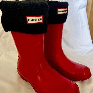 Red short Hunter boots size 7